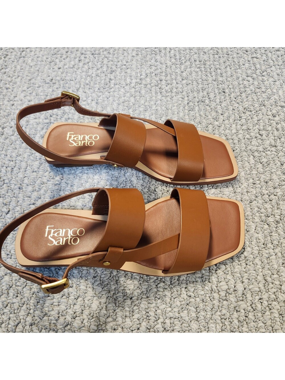 Franco Sarto Enrica Women's Brown Leather Slingback Sandals Size 6.5 New - Picture 2 of 8